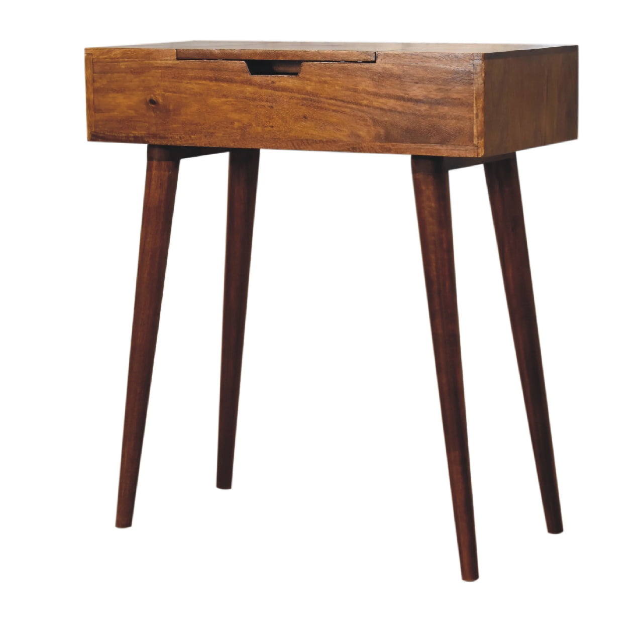 mini chestnut dressing table with foldable mirror 1