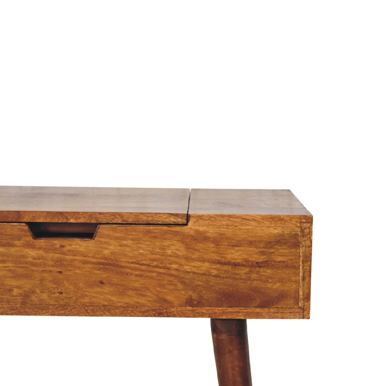 mini chestnut dressing table with foldable mirror 1
