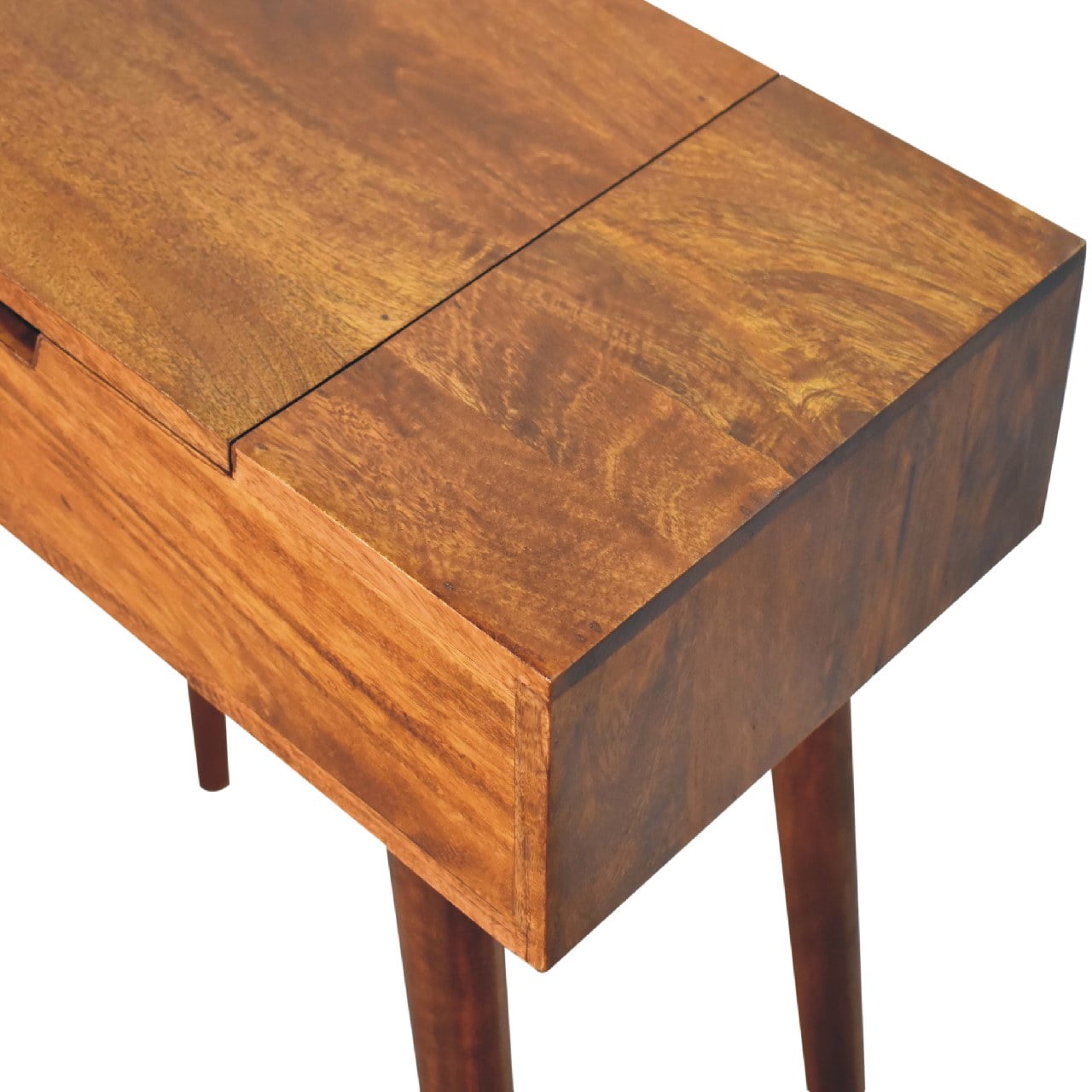 mini chestnut dressing table with foldable mirror 1