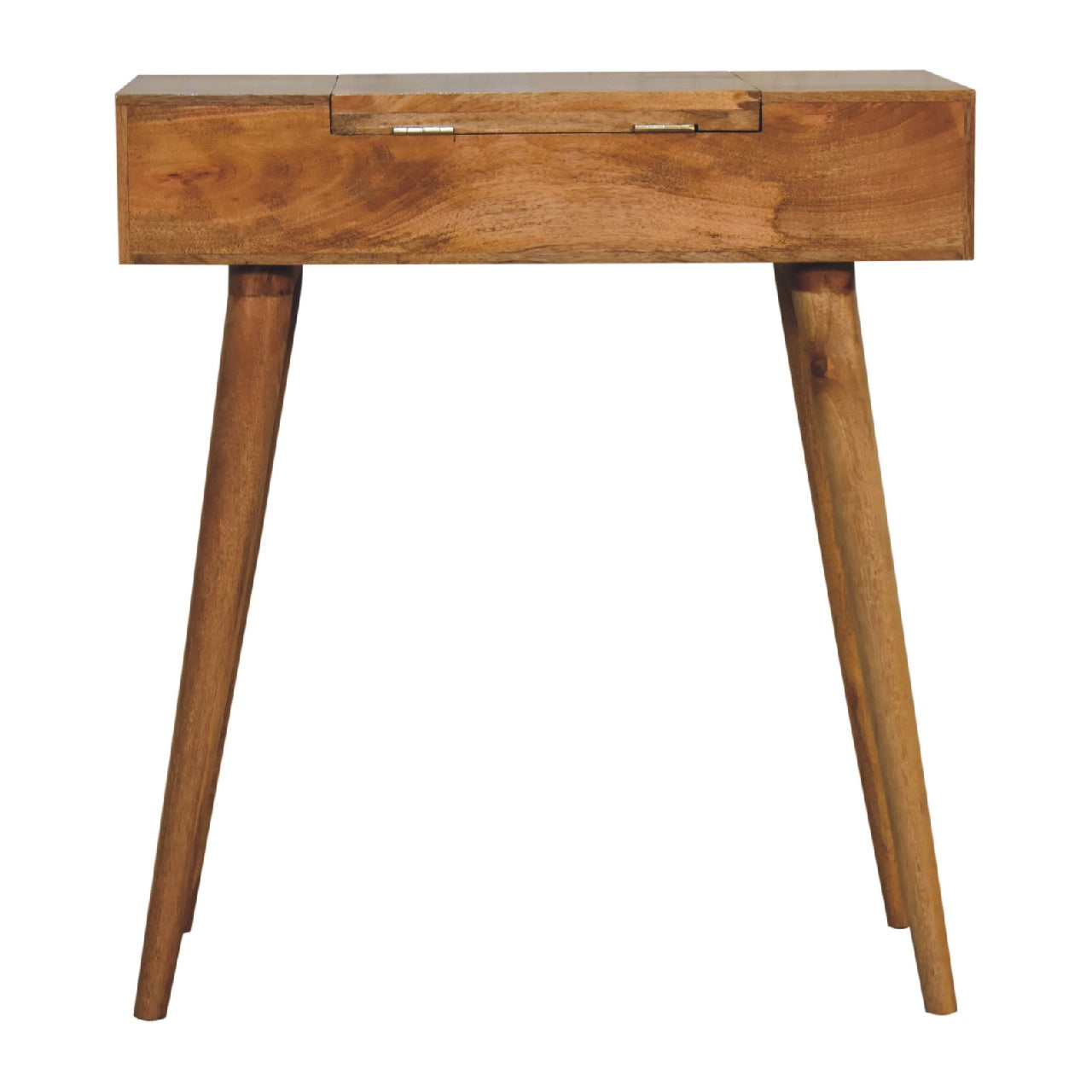 mini oak ish dressing table with foldable mirror 1