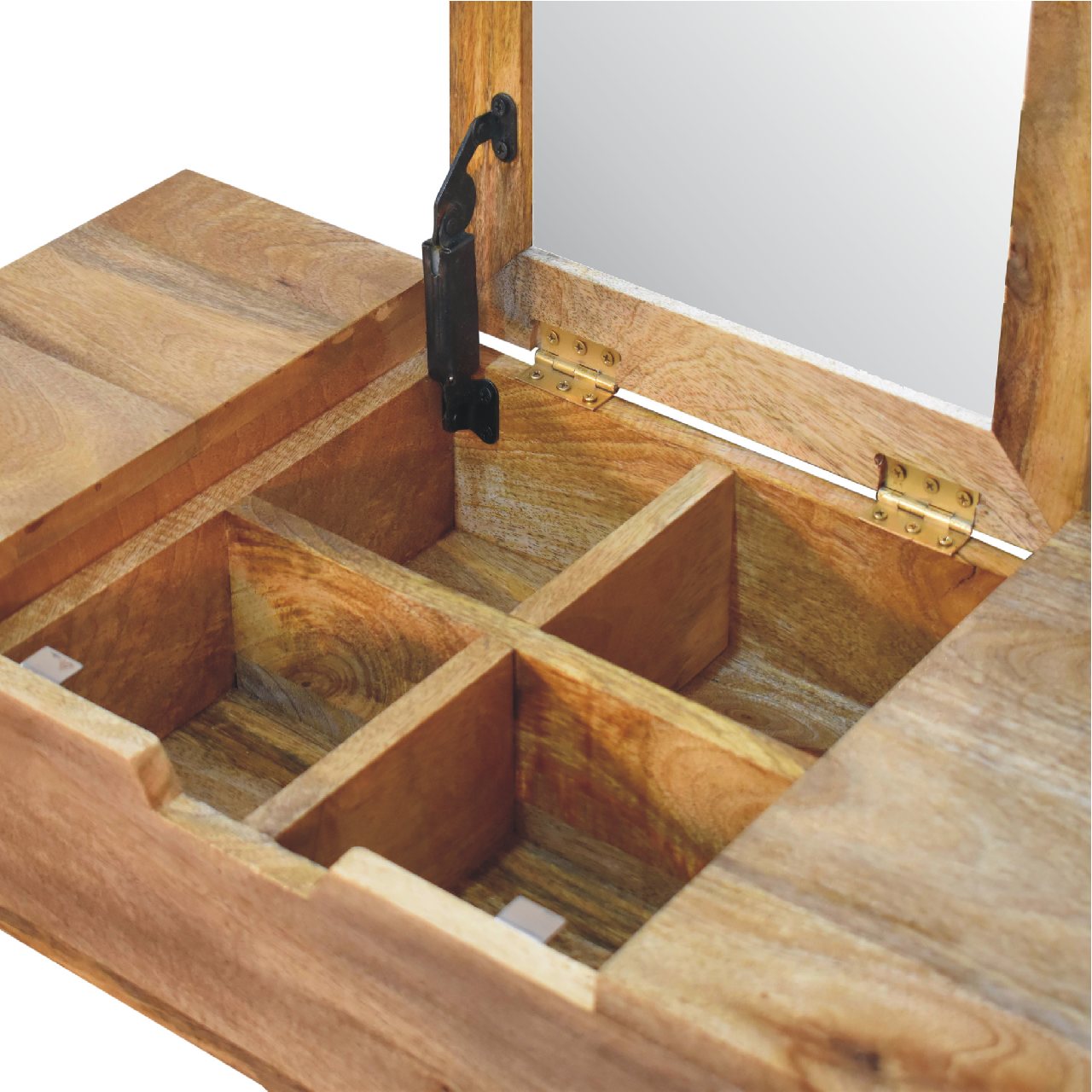 mini oak ish dressing table with foldable mirror 1