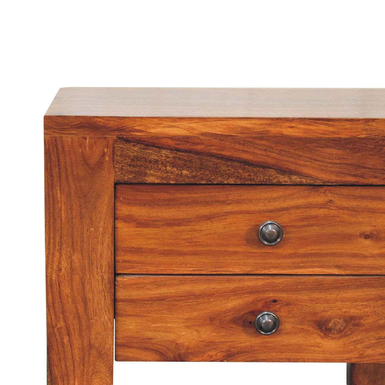 square honey finish bedside with u shape feet