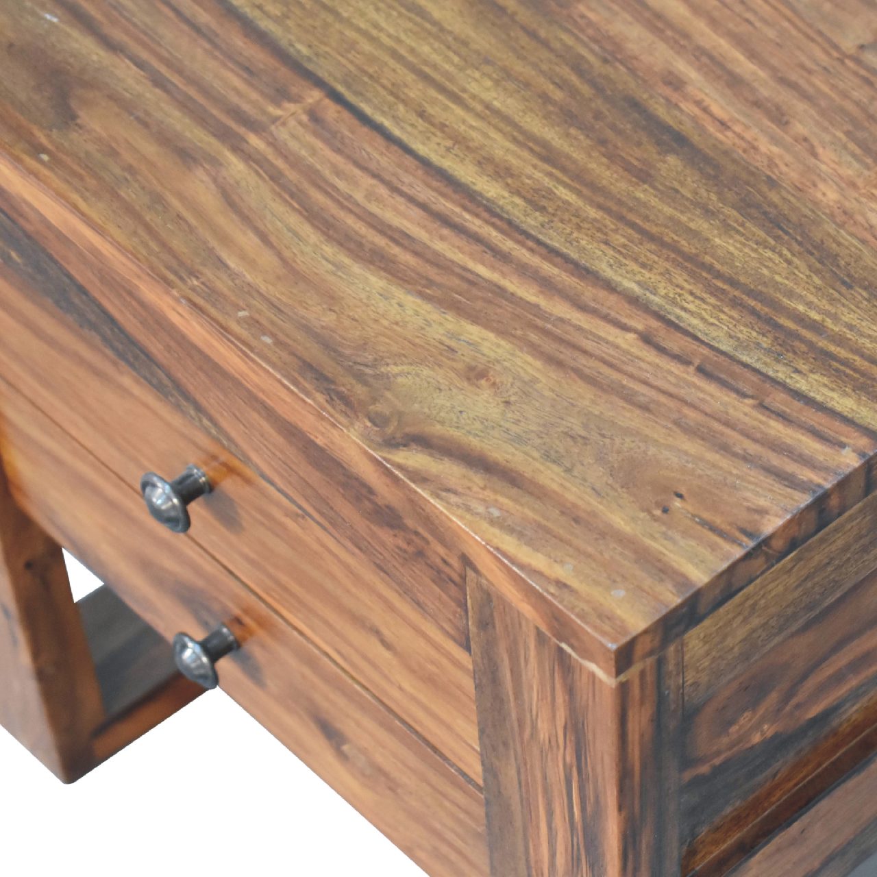 square honey finish bedside with u shape feet