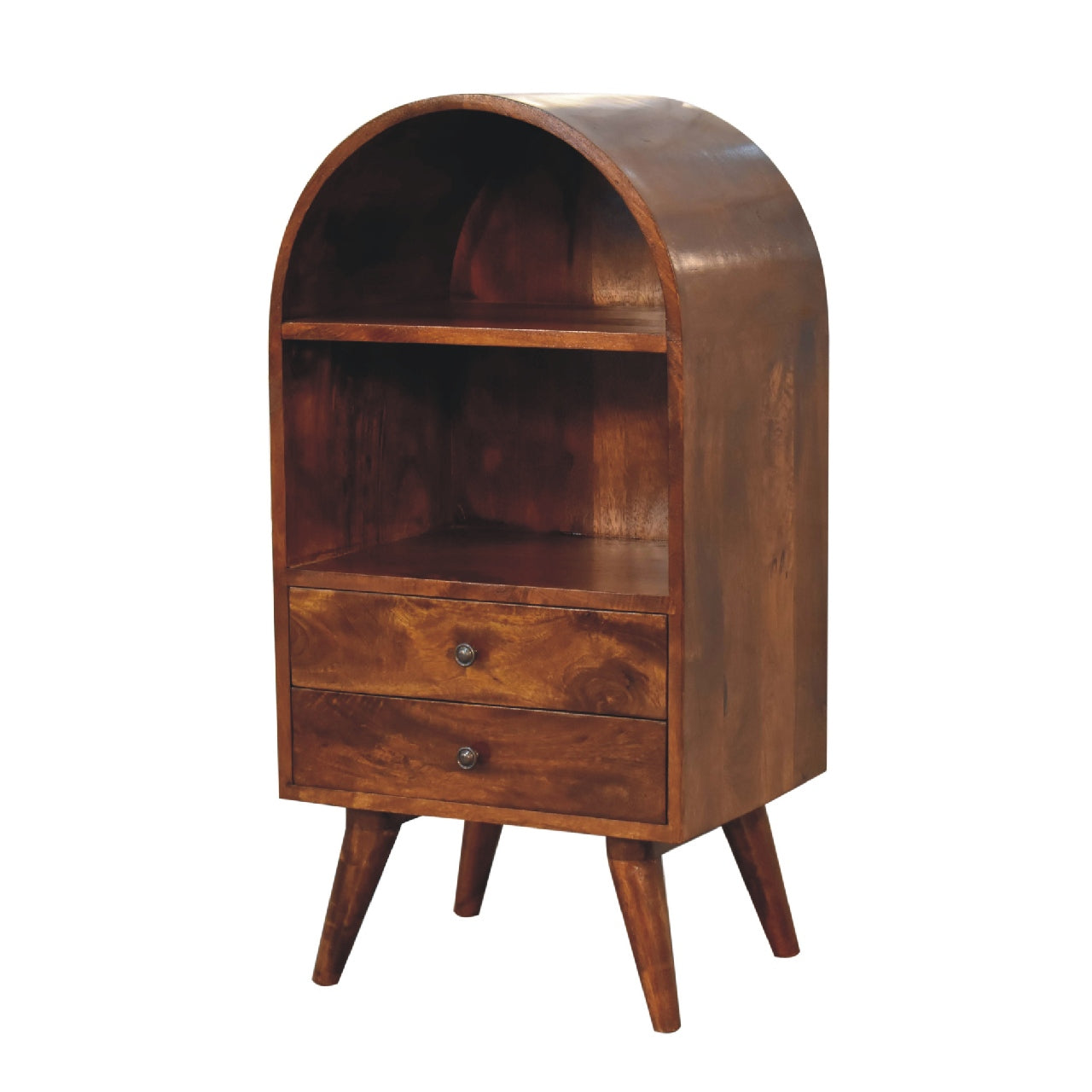 rounded top chestnut display cabinet
