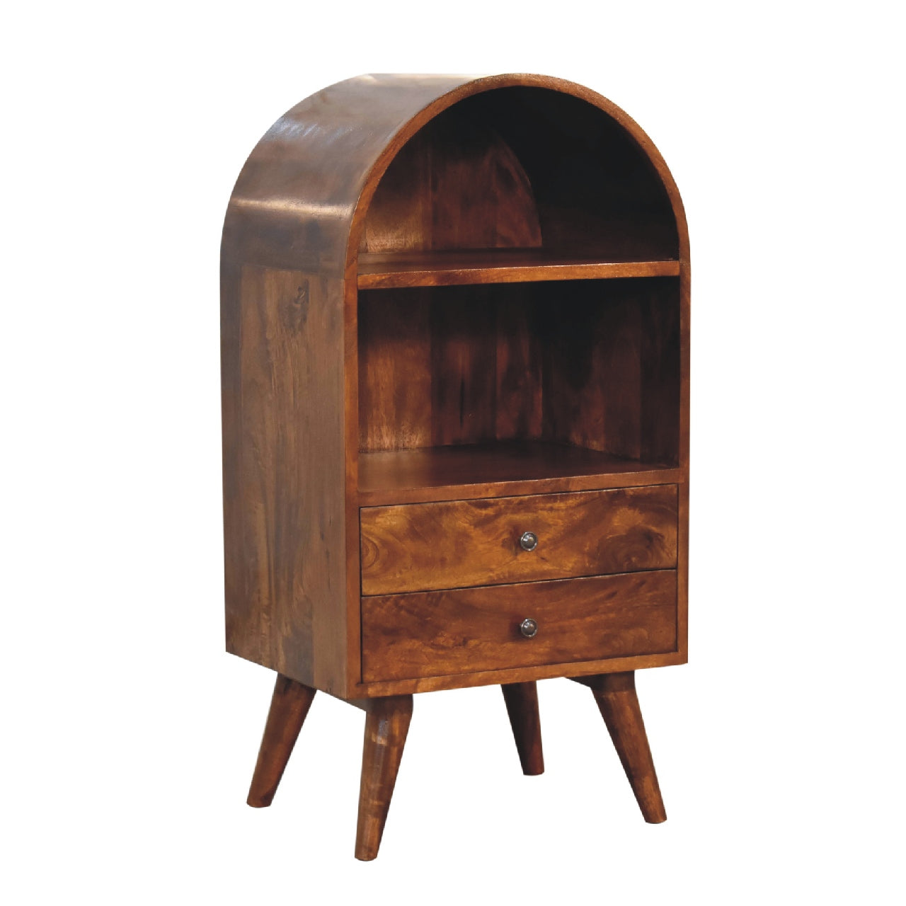 rounded top chestnut display cabinet