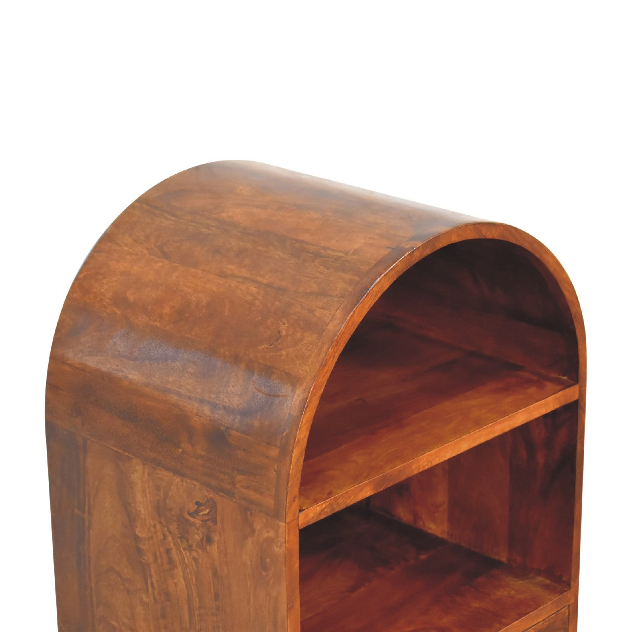rounded top chestnut display cabinet