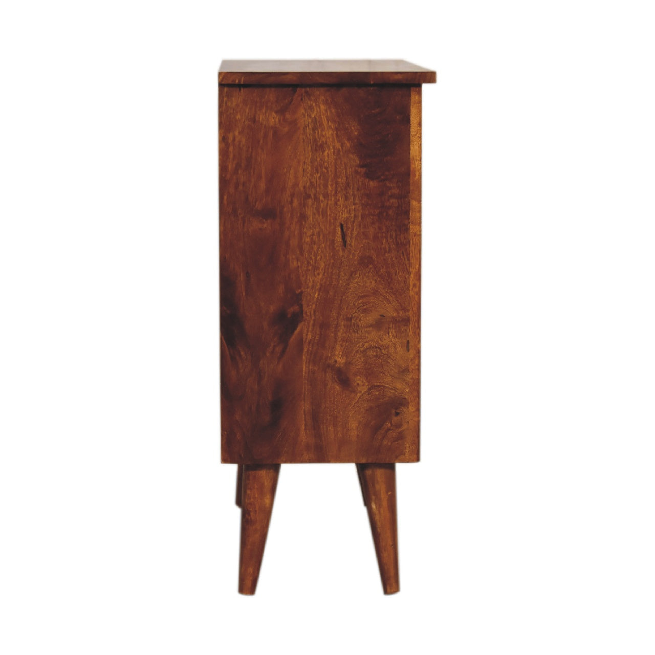 chestnut mixed open cabinet