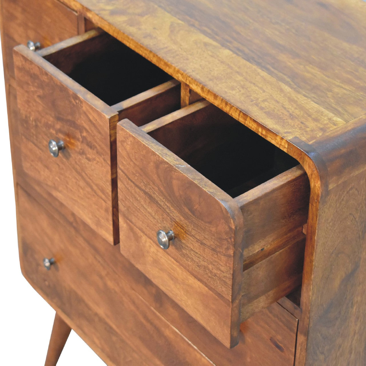 3 over 2 curved chestnut chest