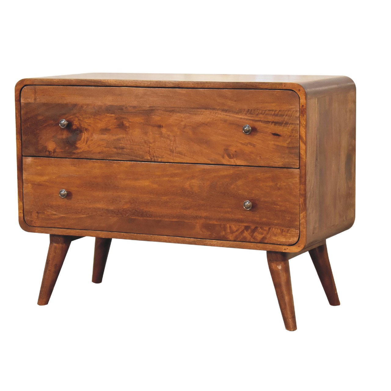2 drawer curved chestnut chest
