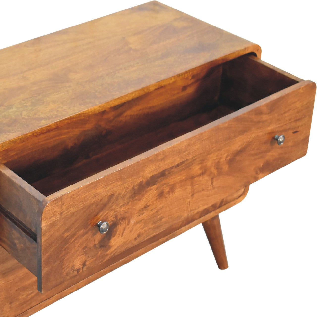 2 drawer curved chestnut chest