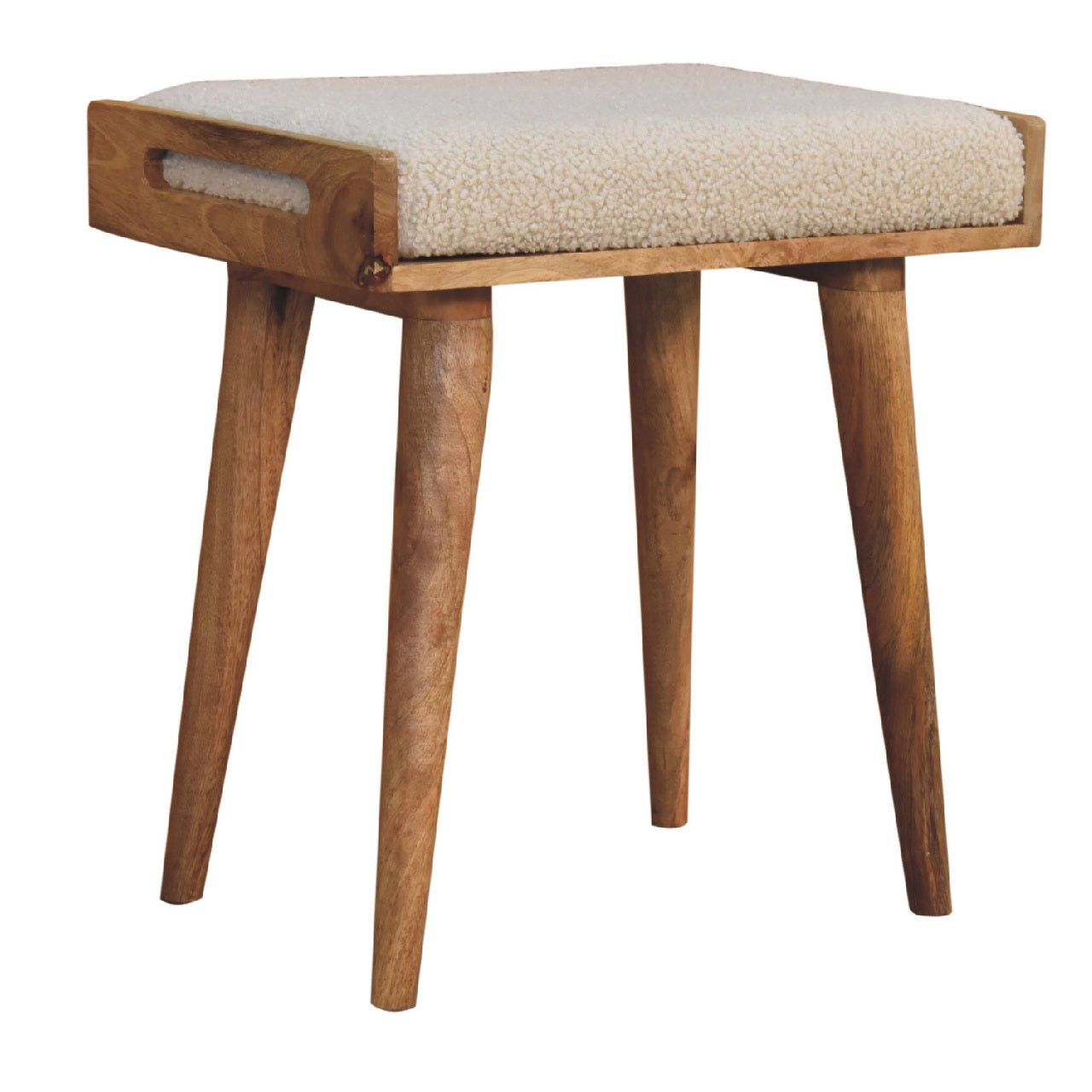 boucle cream tray style footstool