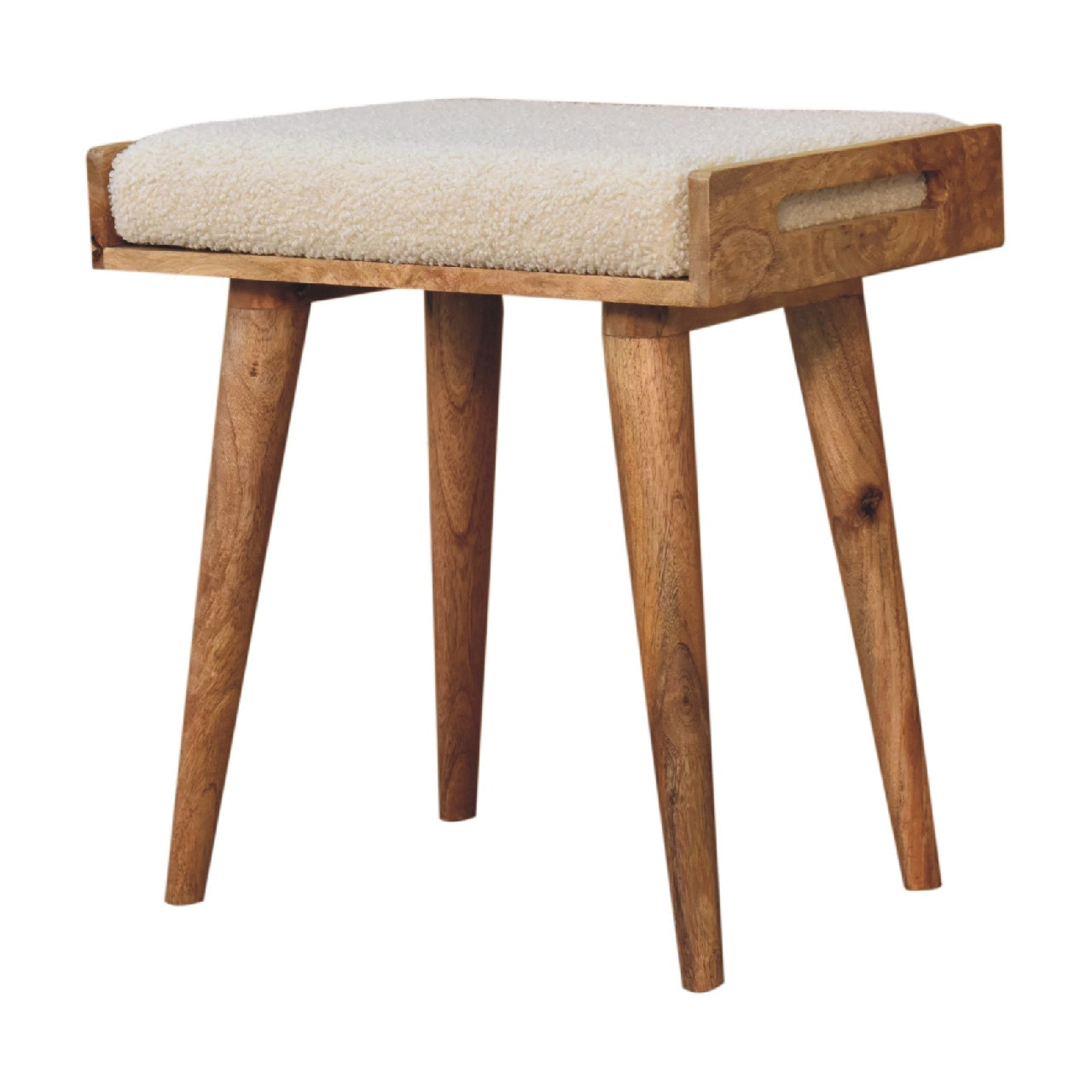 boucle cream tray style footstool