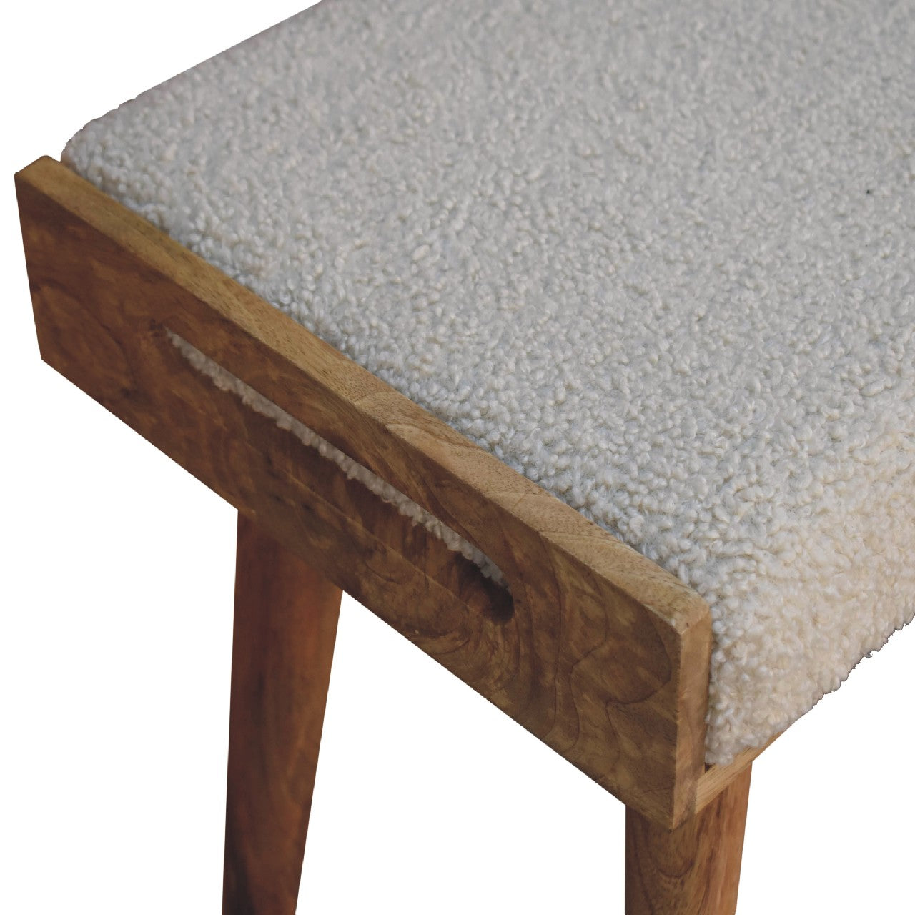 boucle cream tray style footstool
