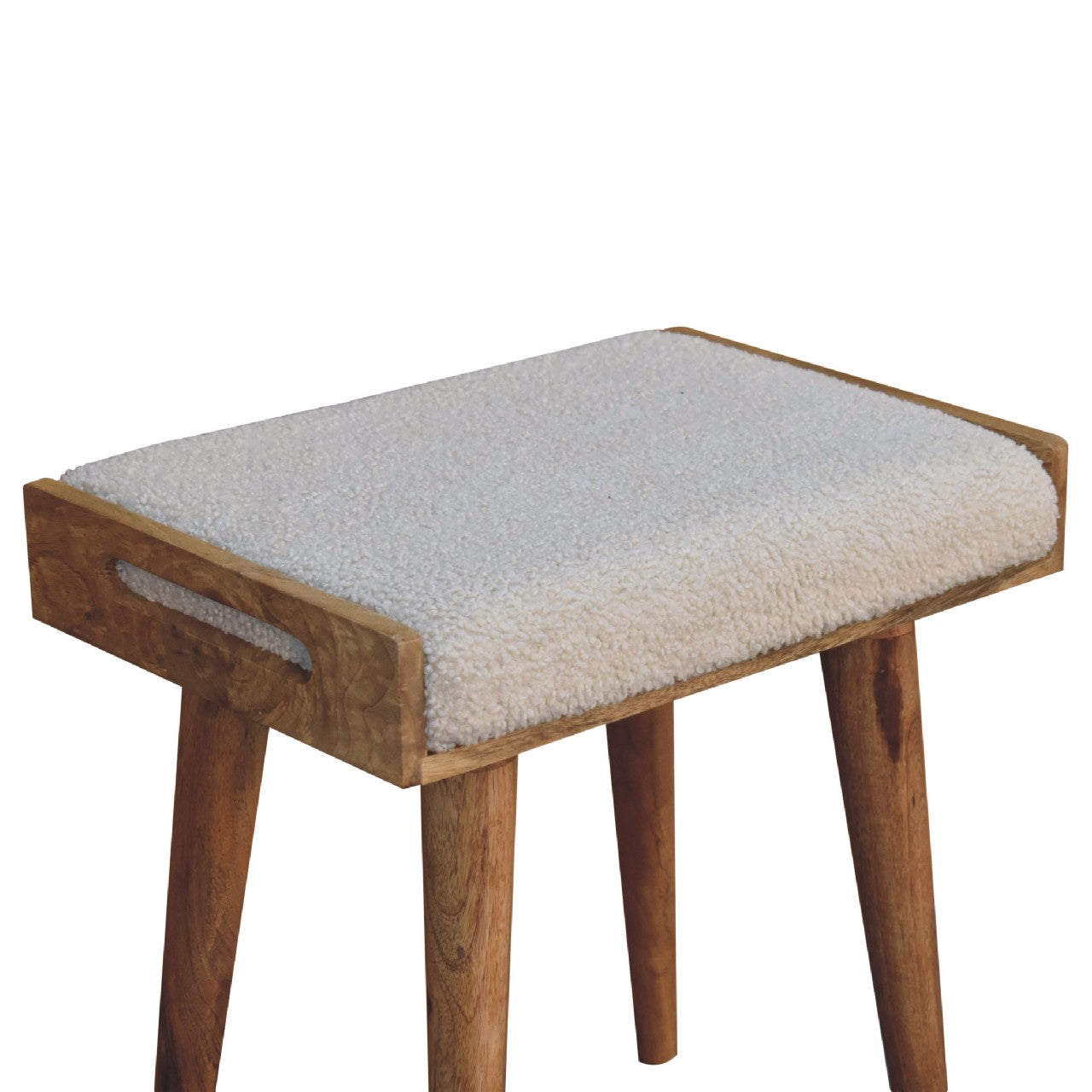 boucle cream tray style footstool