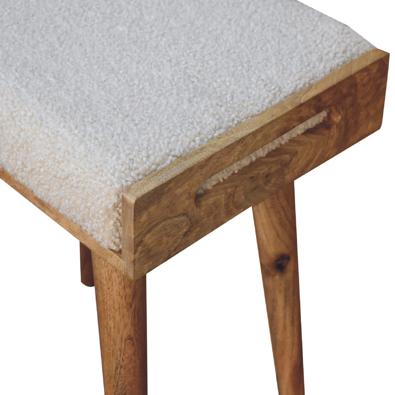 boucle cream tray style footstool