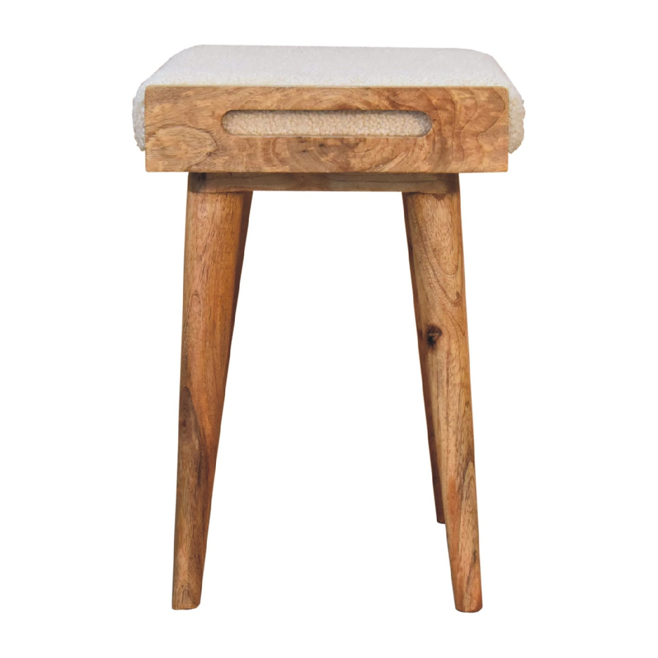 boucle cream tray style footstool