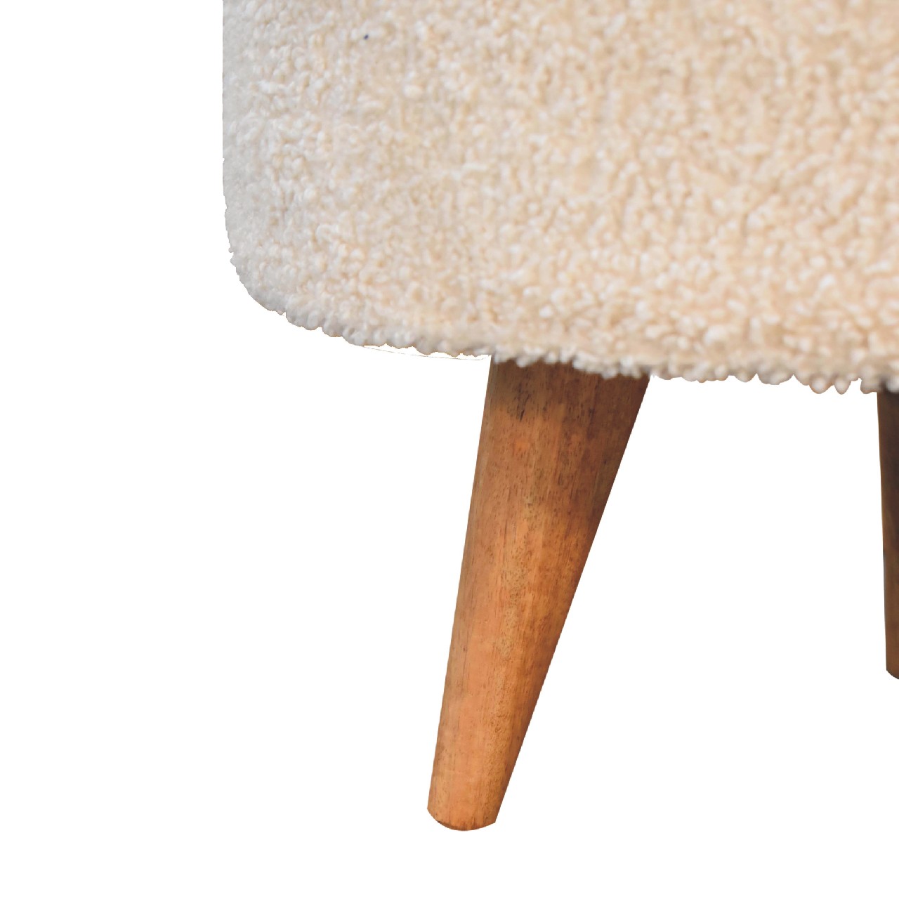boucle cream rounded footstool