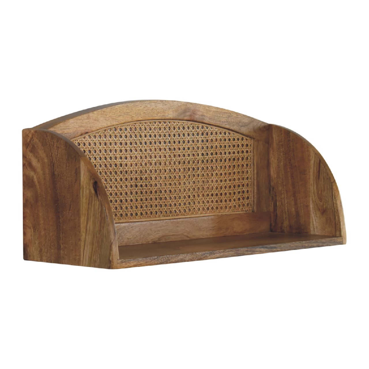 rattan open wall mounted shelf