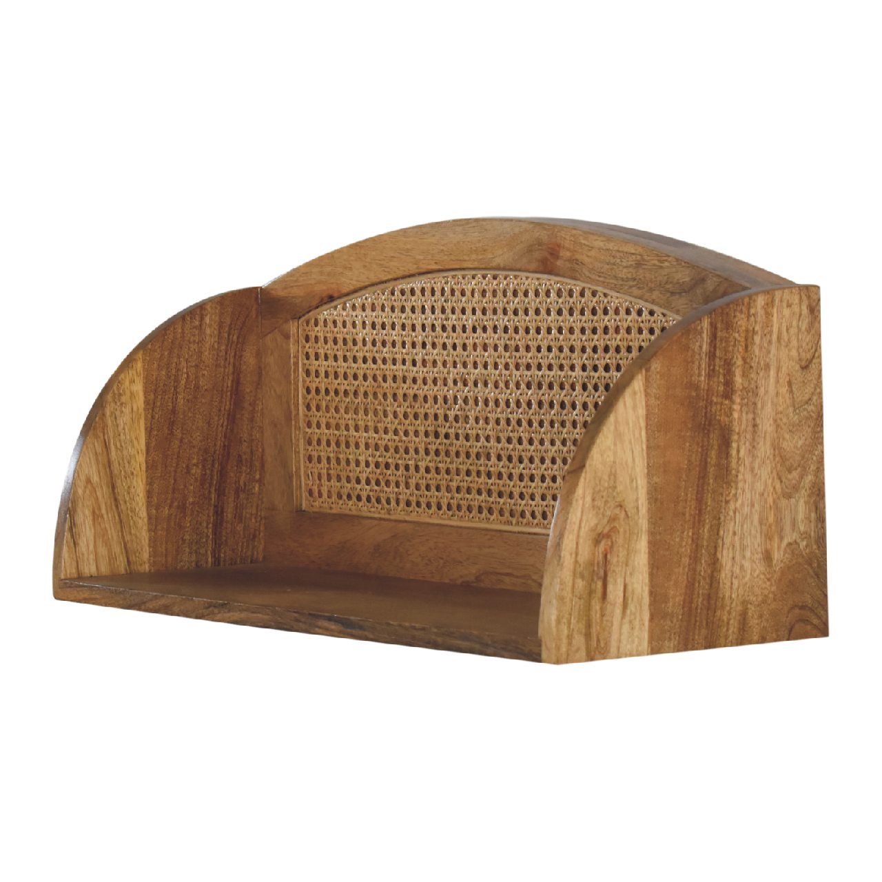 rattan open wall mounted shelf