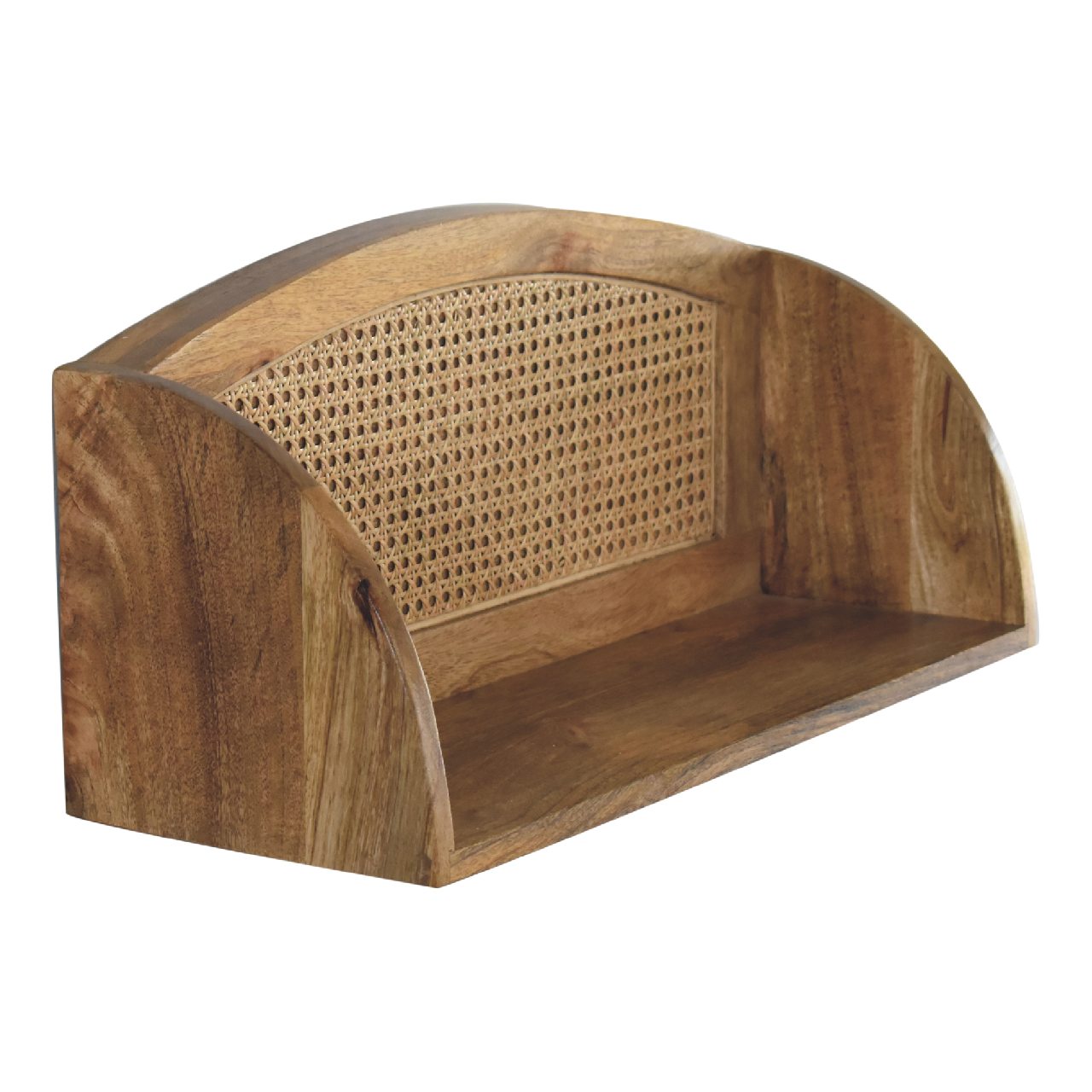 rattan open wall mounted shelf