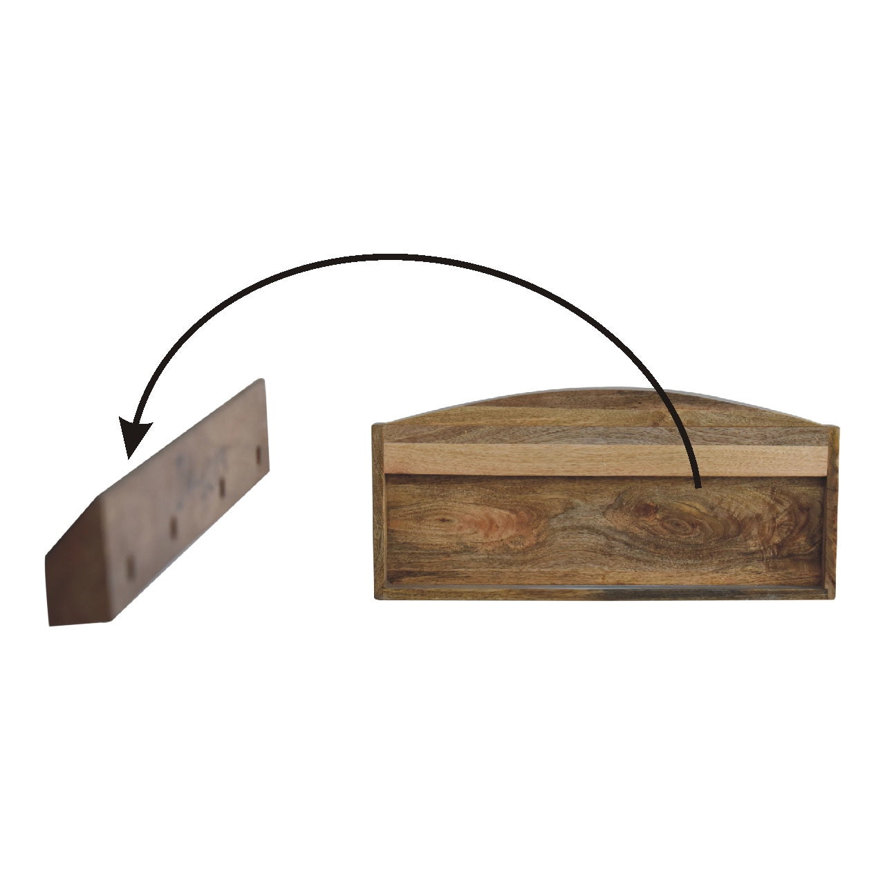 rattan open wall mounted shelf