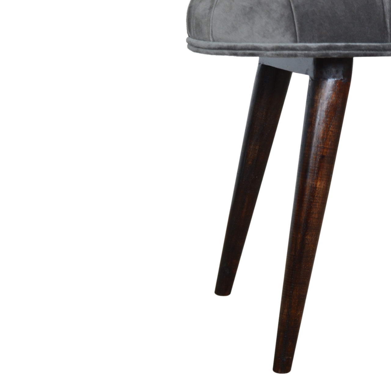 Solid Wood Grey Cotton Deep Button Bench