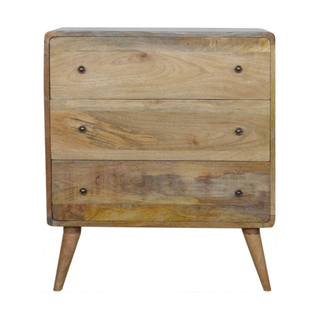 Solid Wood 3 Drawer Curved Chest of Drawers