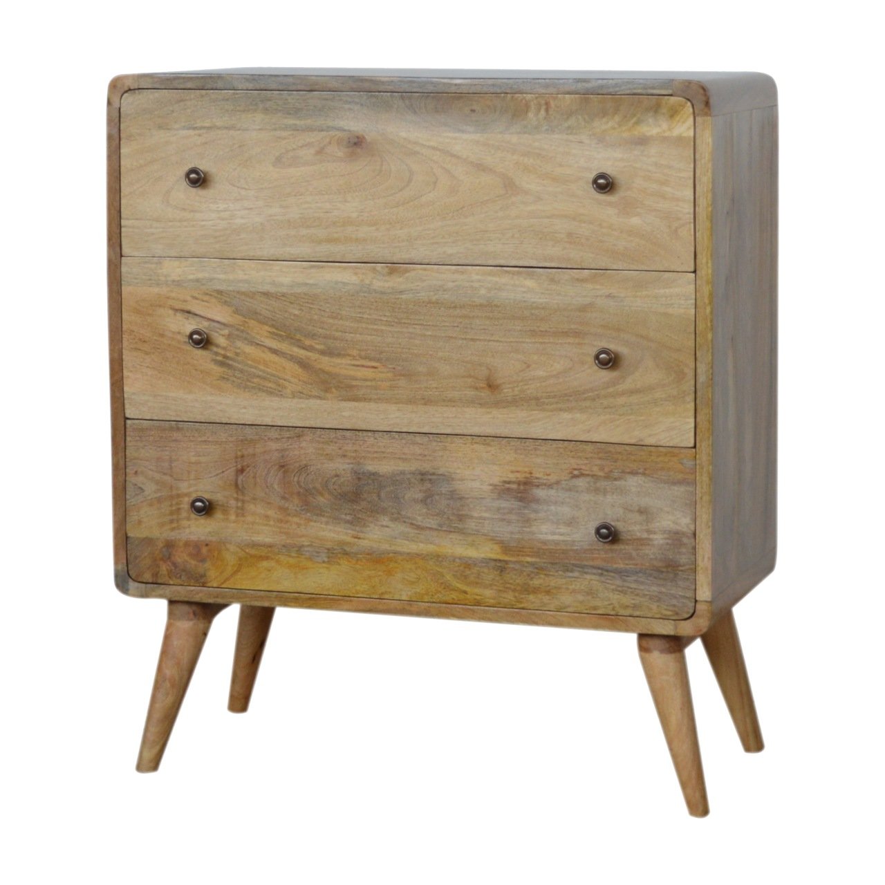 Solid Wood 3 Drawer Curved Chest of Drawers