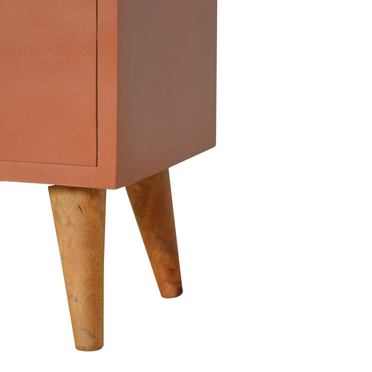 Solid Wood Deep Orange Hand Painted Bedside