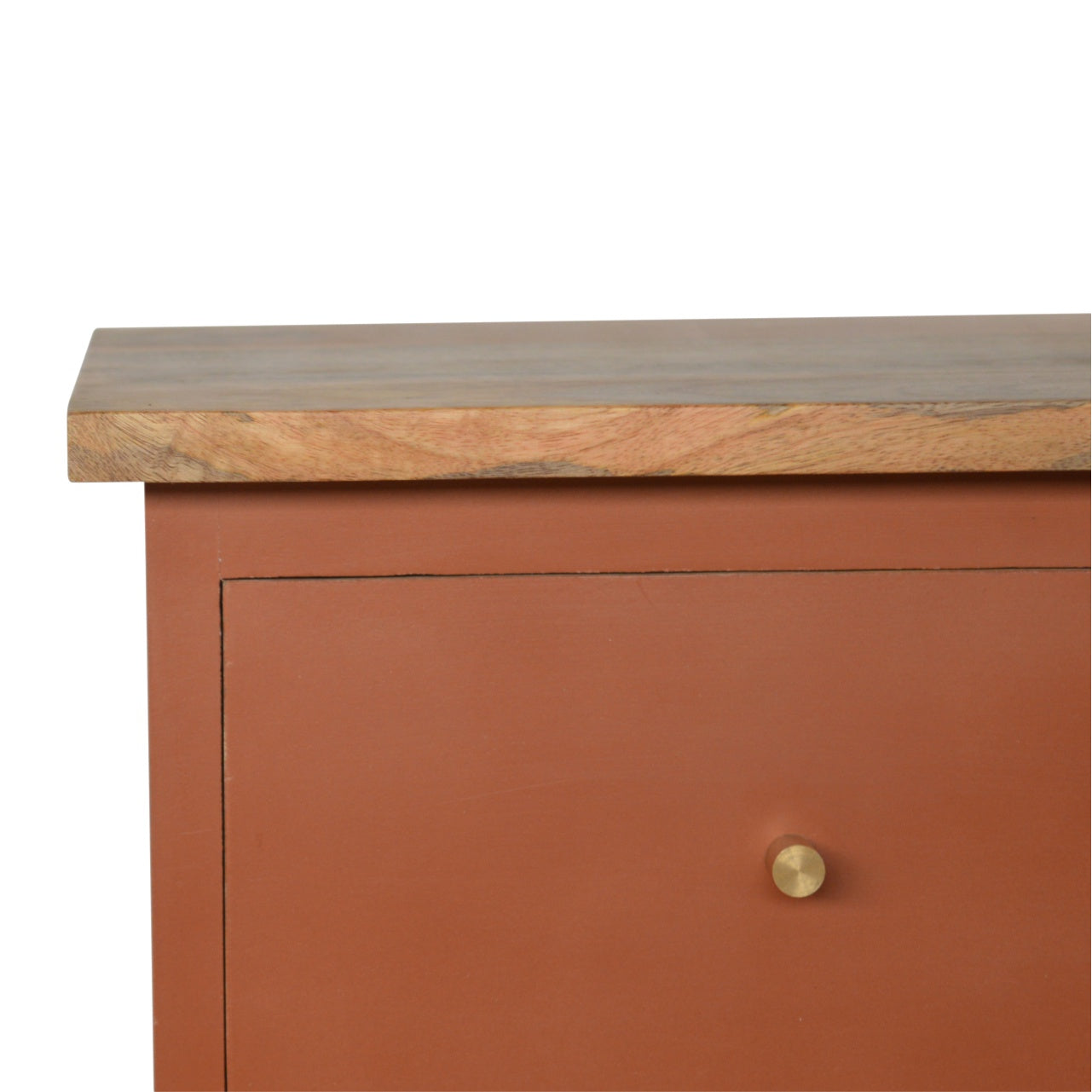 Solid Wood Deep Orange Hand Painted Bedside