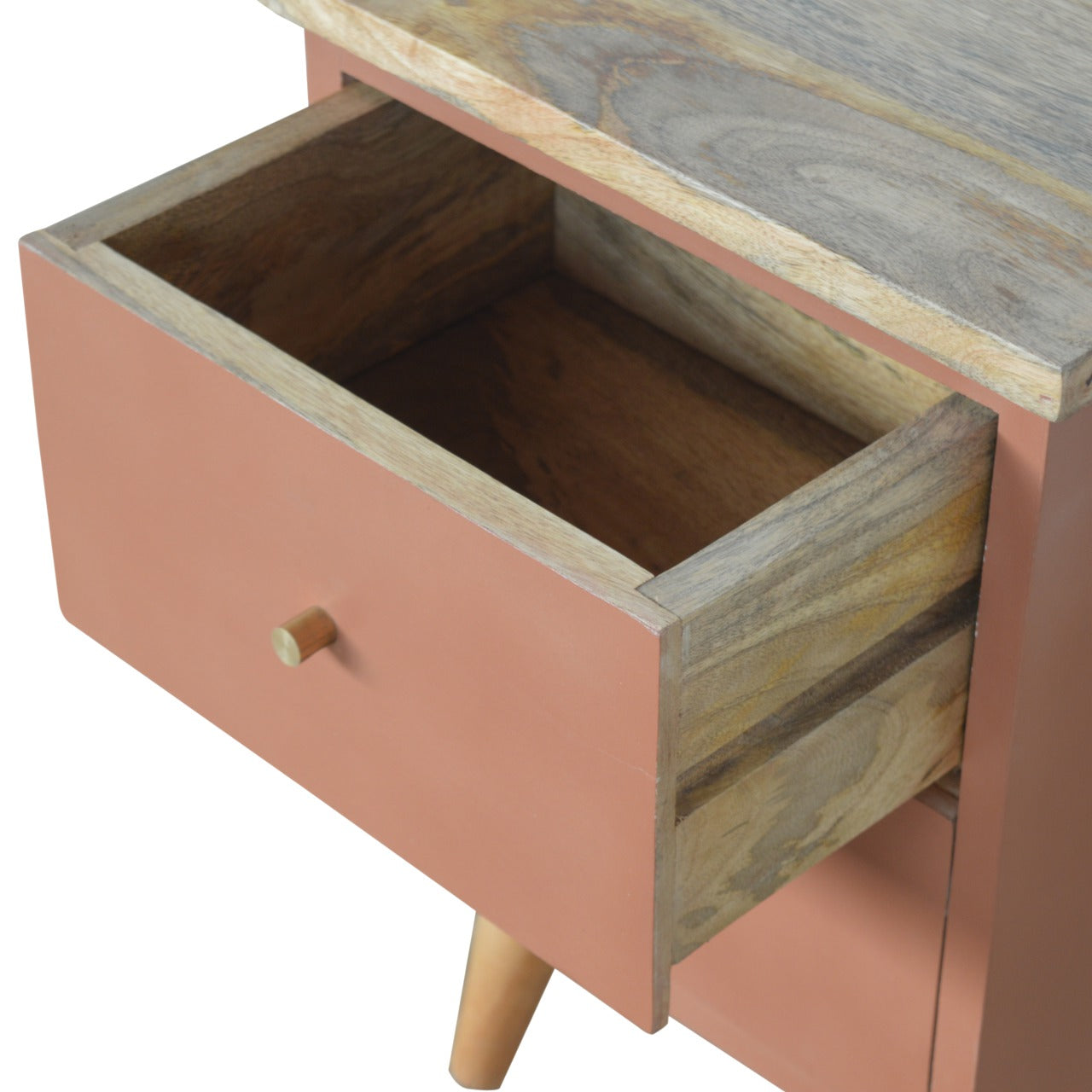 Solid Wood Deep Orange Hand Painted Bedside
