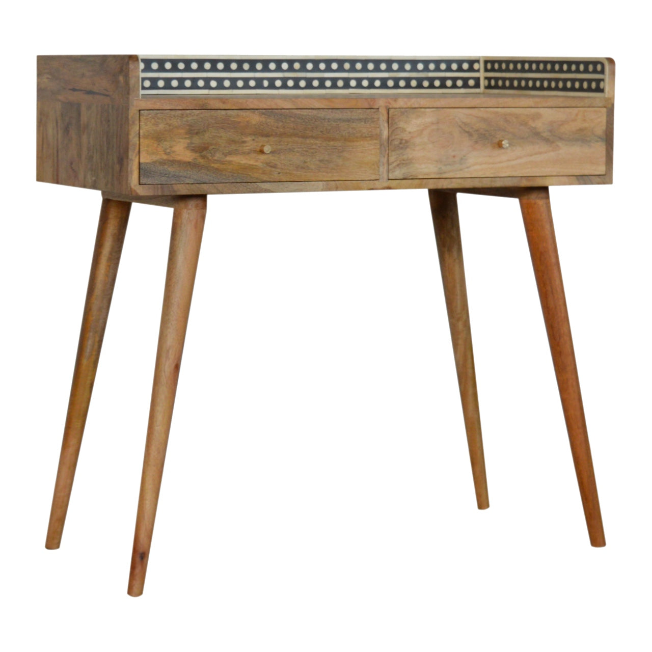 Solid Wood Bone Inlay Gallery Back Console Table
