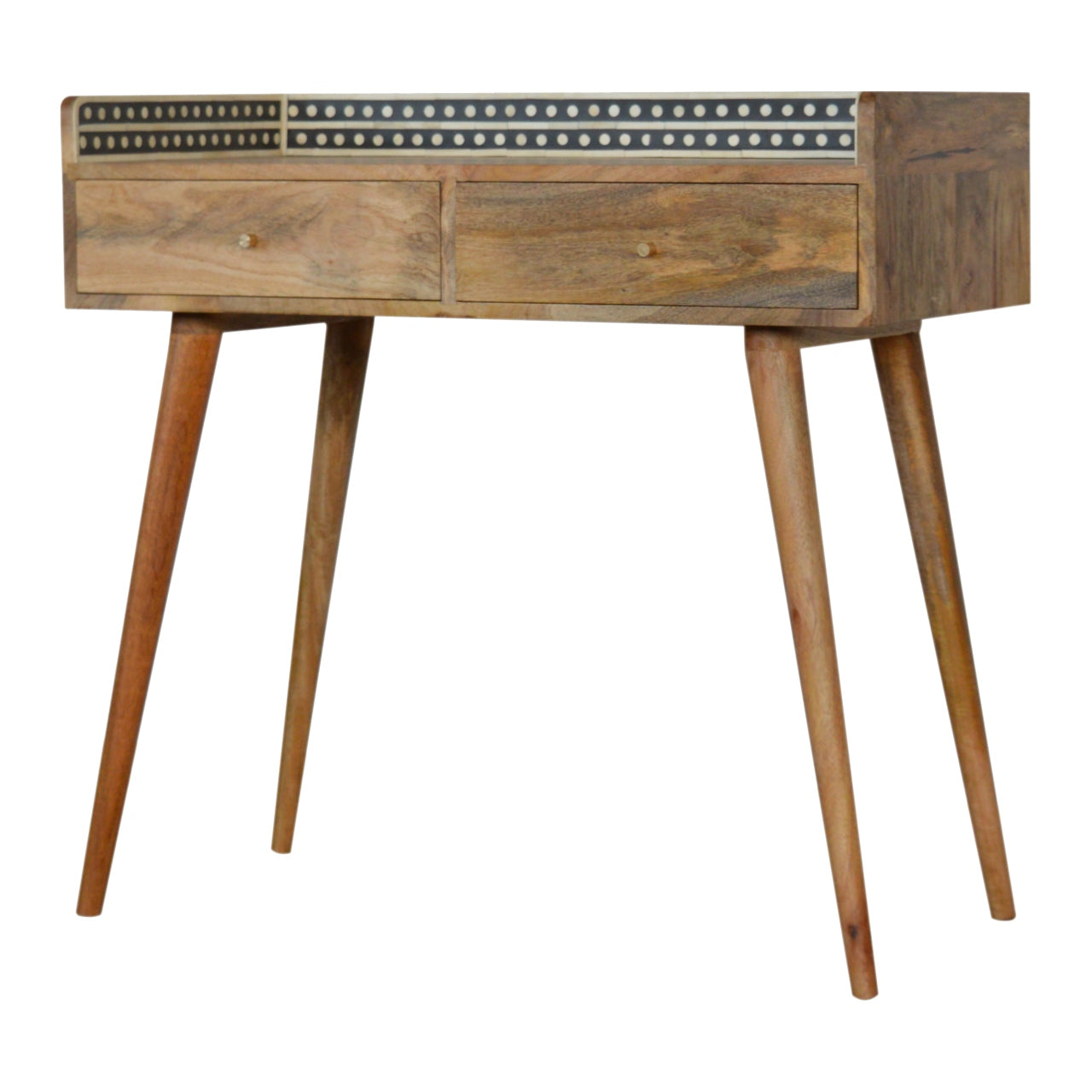 Solid Wood Bone Inlay Gallery Back Console Table