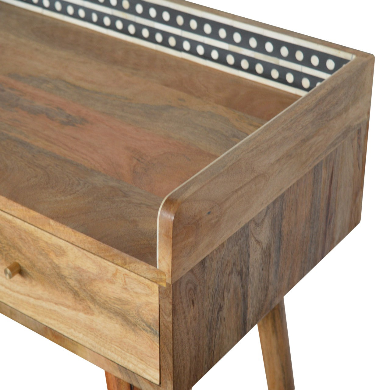 Solid Wood Bone Inlay Gallery Back Console Table