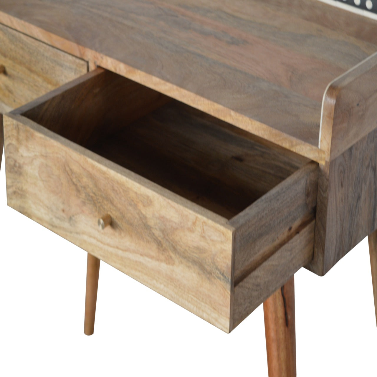 Solid Wood Bone Inlay Gallery Back Console Table