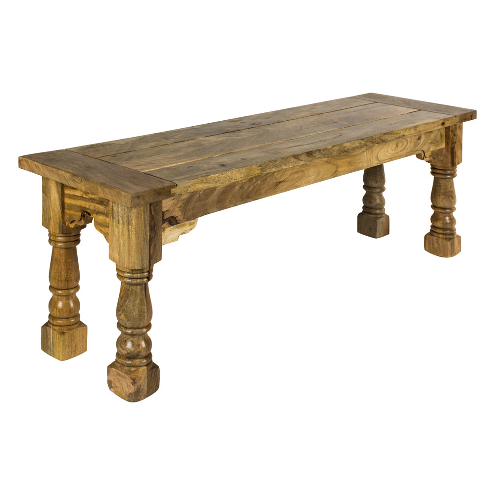 Solid Wood Granary Royale Bench with Turned Legs