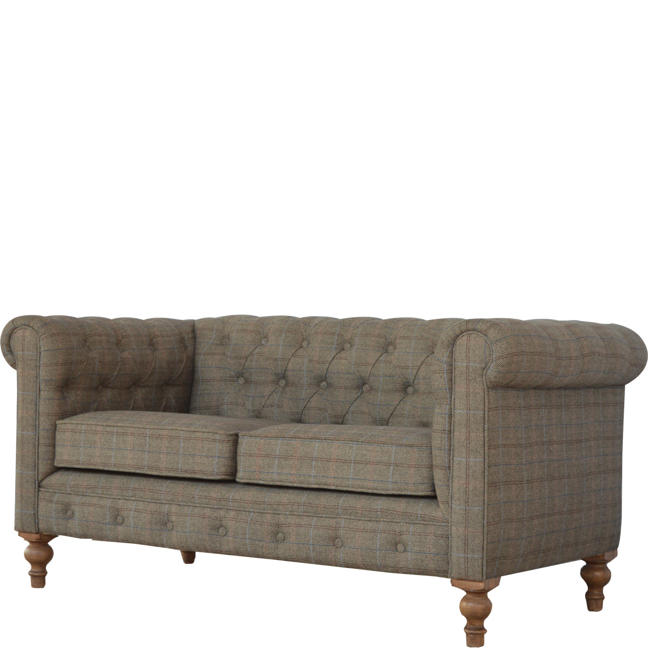 Solid Wood Luxuary Multi Tweed Chesterfield 2 Seater Sofa