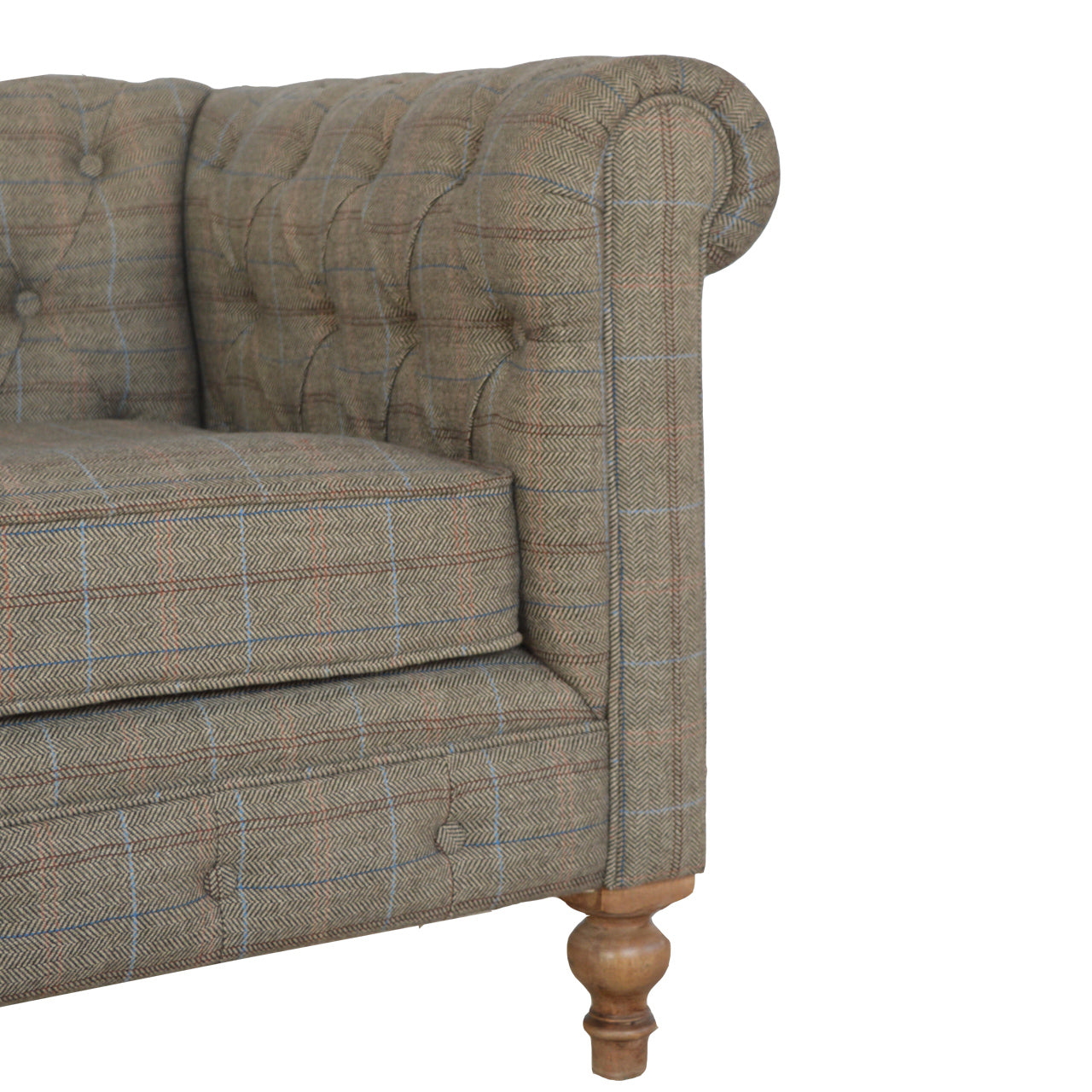 Solid Wood Luxuary Multi Tweed Chesterfield 2 Seater Sofa