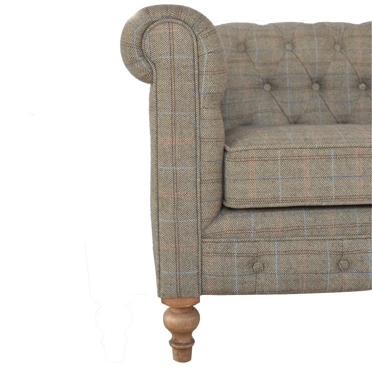Solid Wood Luxuary Multi Tweed Chesterfield 2 Seater Sofa