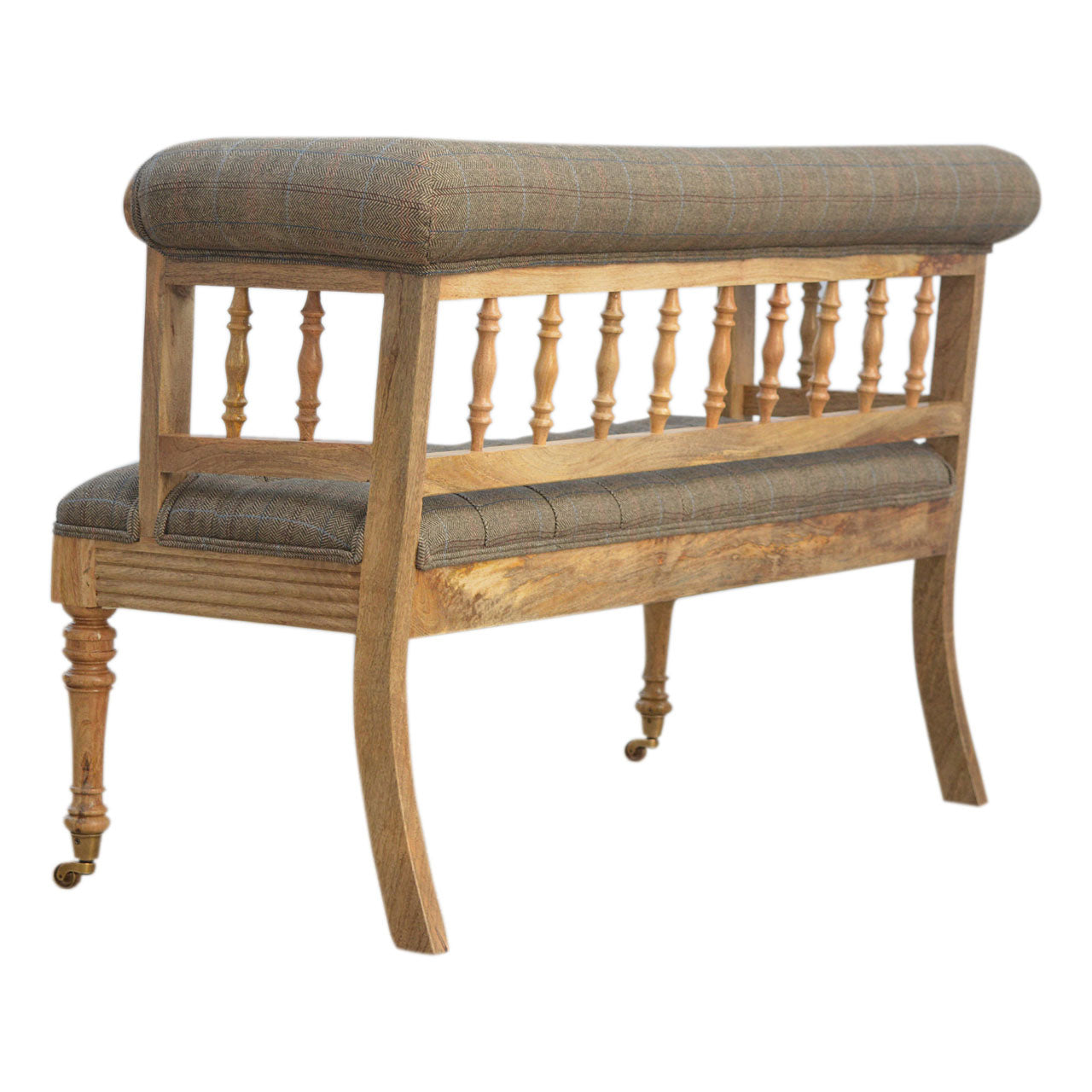 Solid Wood Multi Tweed Deep Button Hallway Bench