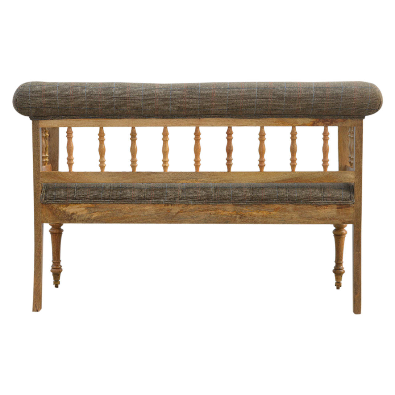 Solid Wood Multi Tweed Deep Button Hallway Bench