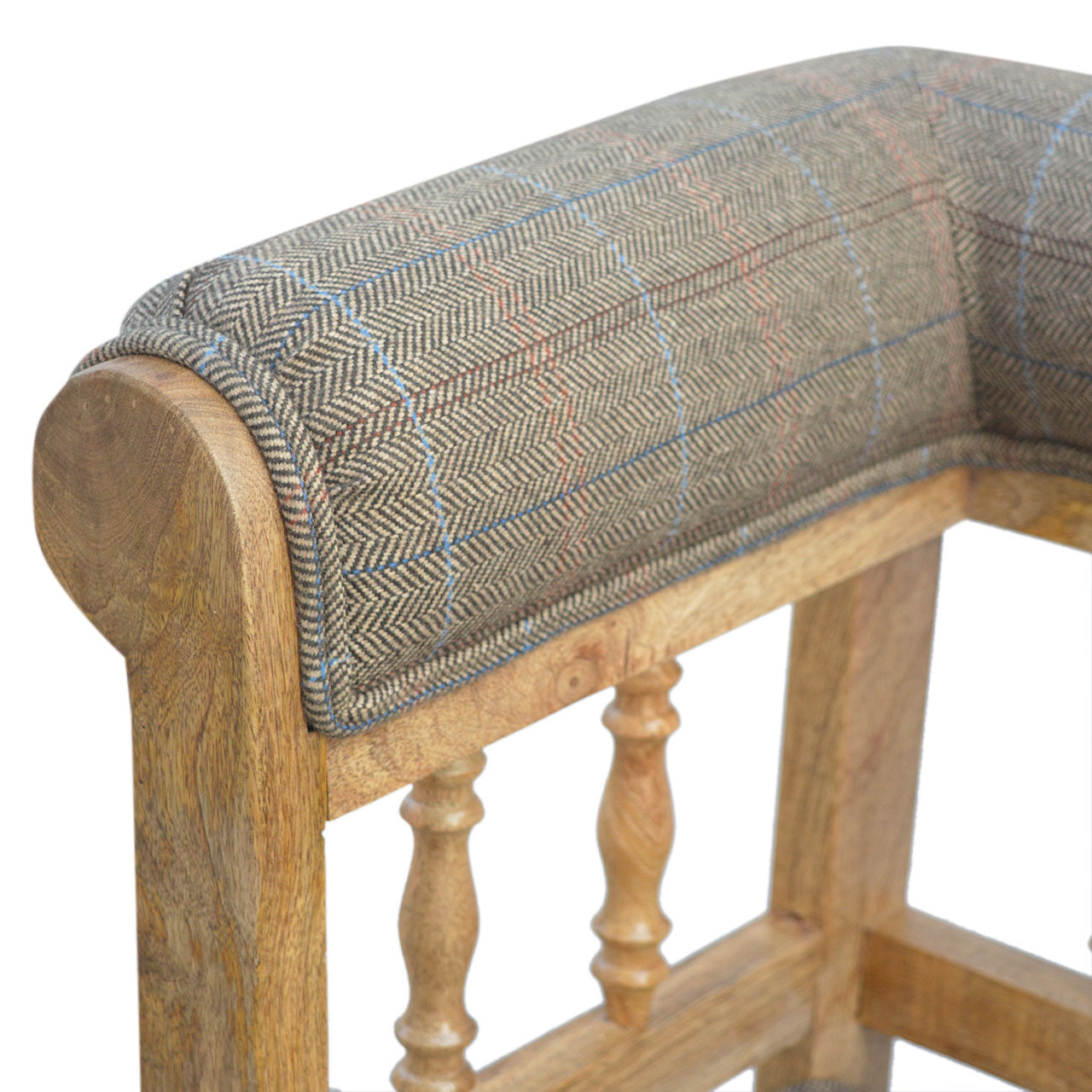 Solid Wood Multi Tweed Deep Button Hallway Bench
