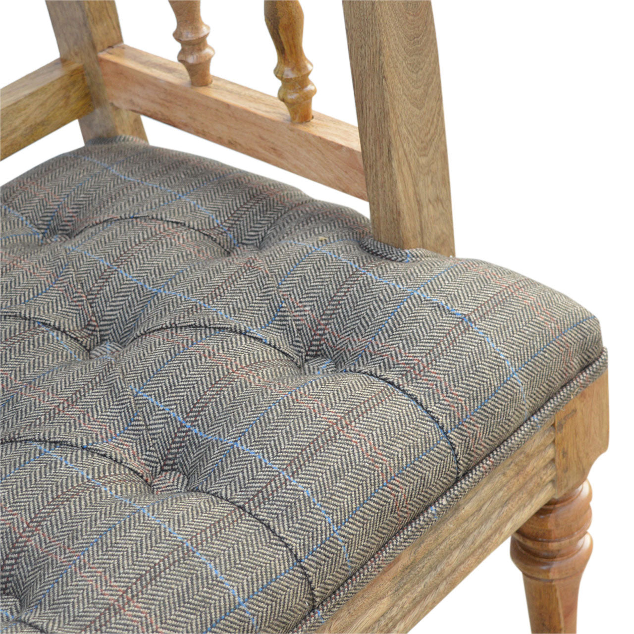Solid Wood Multi Tweed Deep Button Hallway Bench