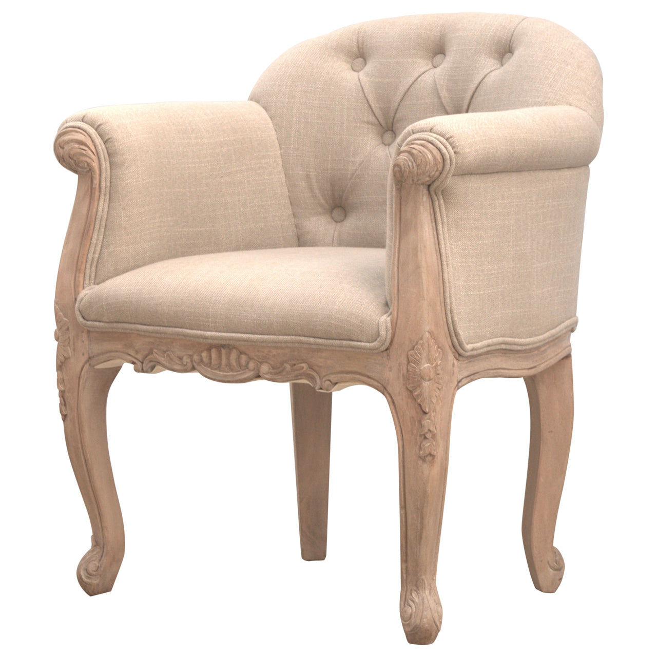 Solid Wood French Style Deep Button Chair