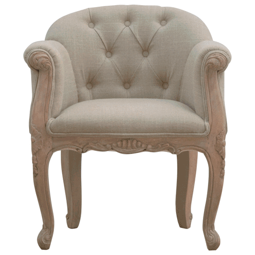 Solid Wood French Style Deep Button Chair