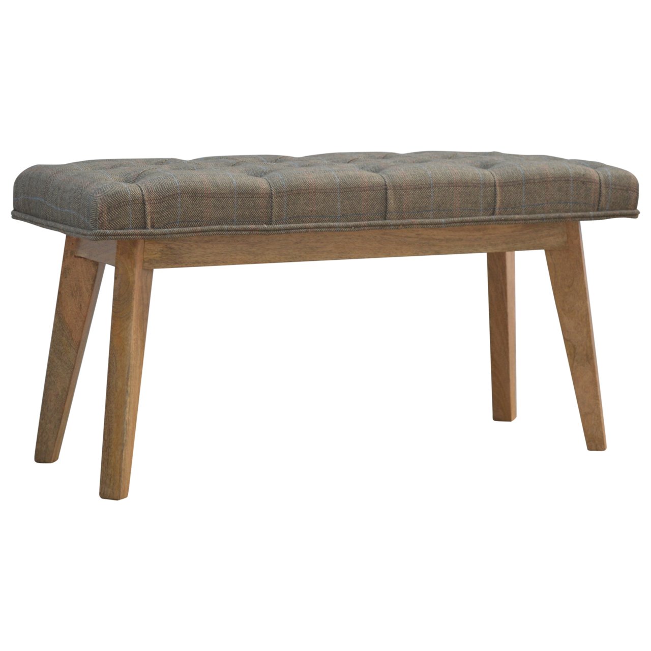 Solid Wood Bench Upholstered in Multi Tweed