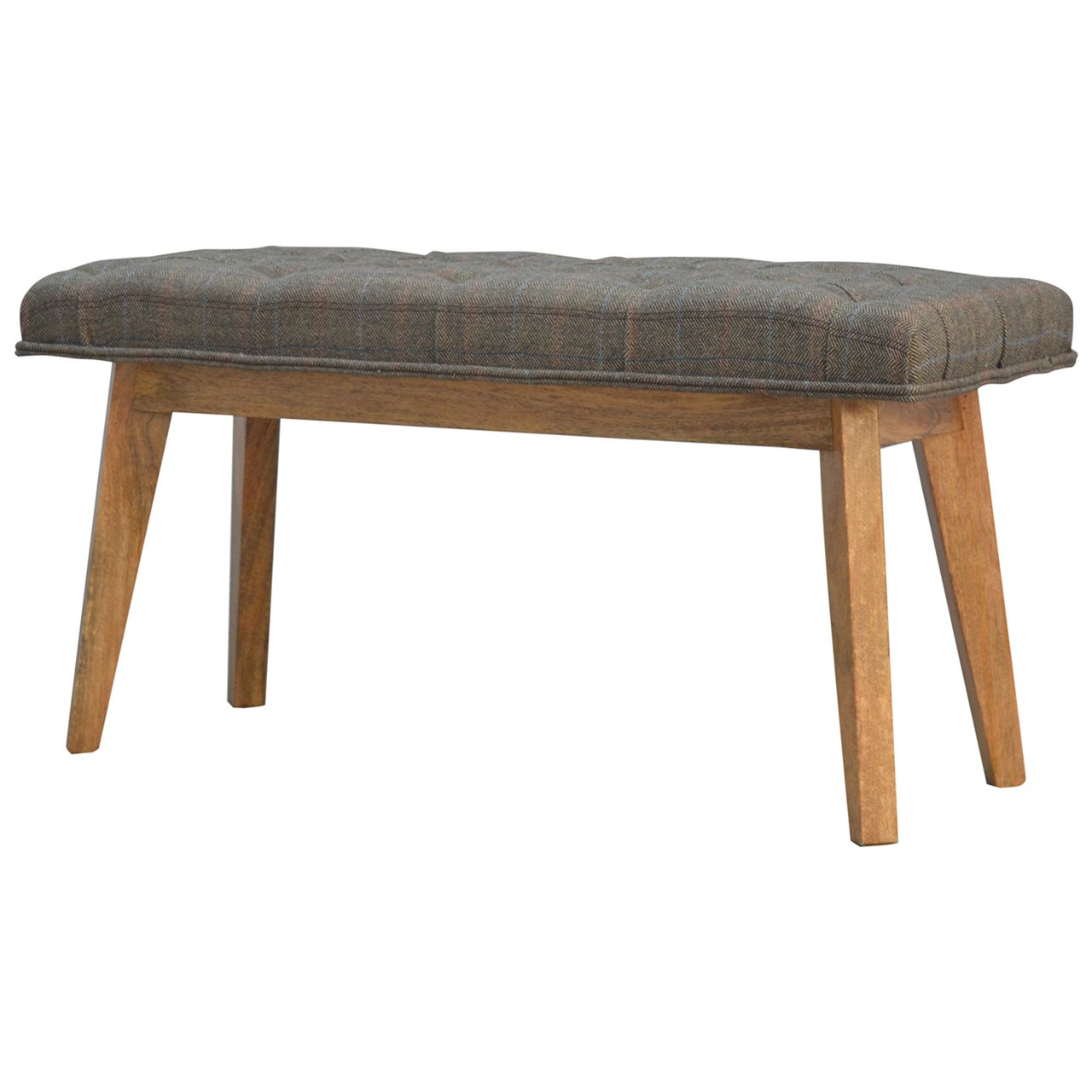 Solid Wood Bench Upholstered in Multi Tweed