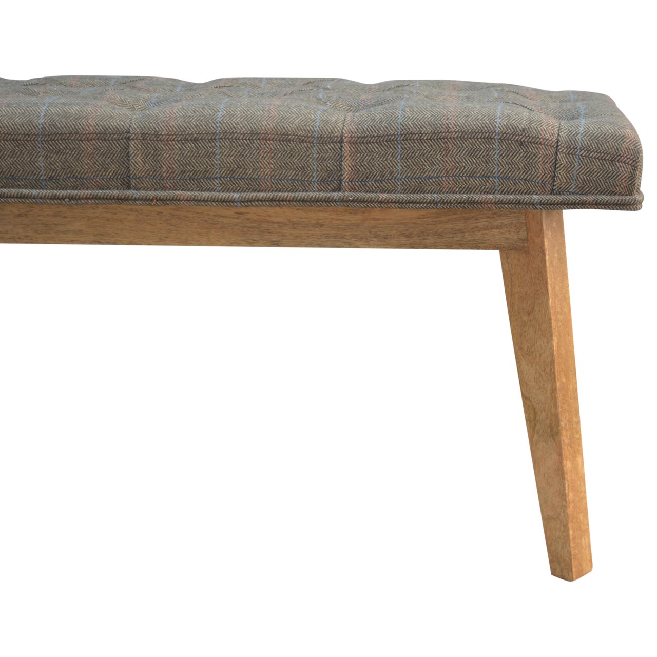 Solid Wood Bench Upholstered in Multi Tweed