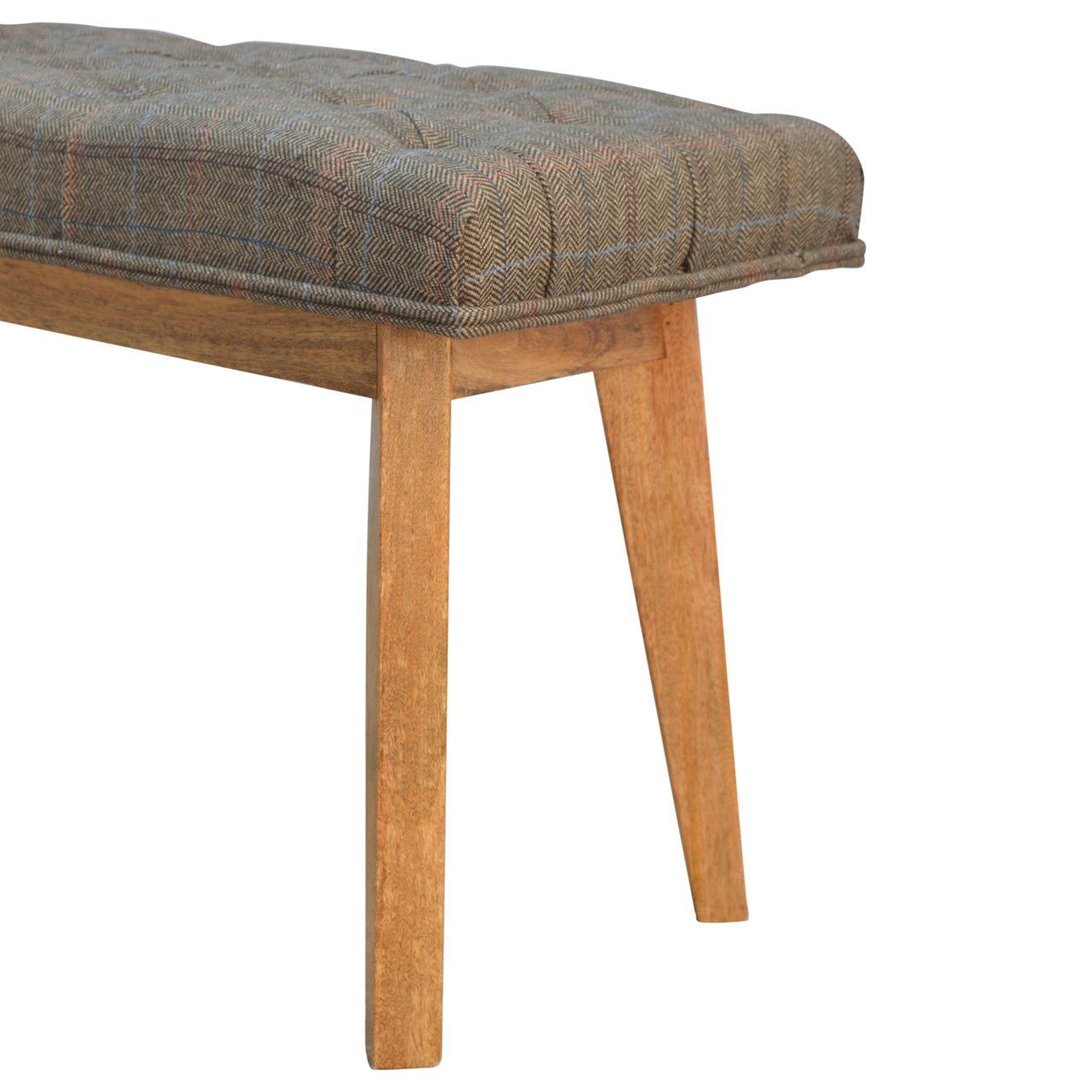 Solid Wood Bench Upholstered in Multi Tweed