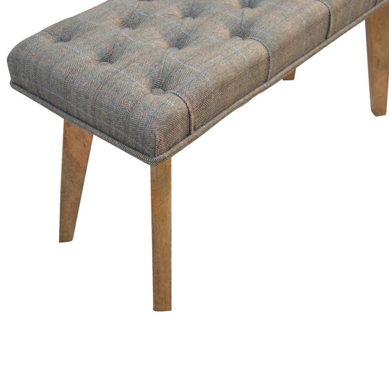 Solid Wood Bench Upholstered in Multi Tweed